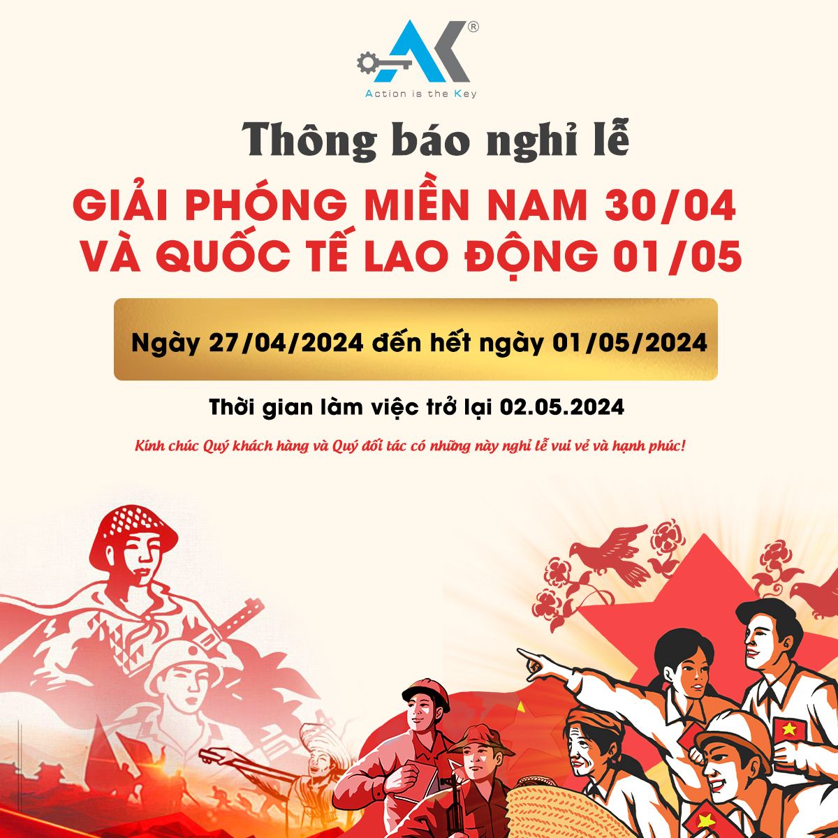 Thông báo nghỉ lễ 30/4 và 01/05